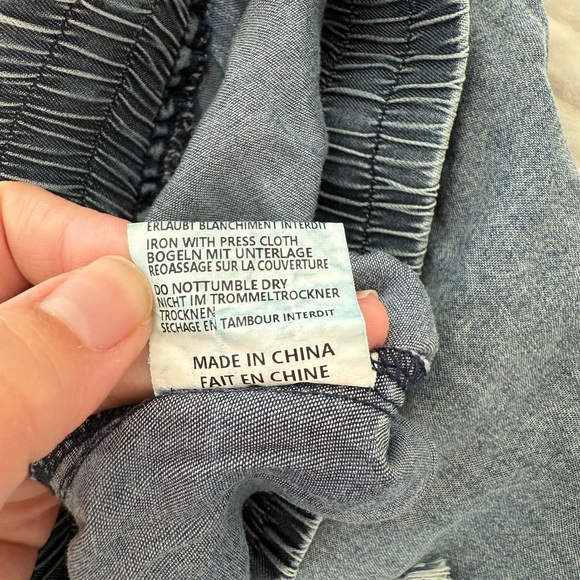 Denim Washed Ruffle Wide-Leg Draw String Pants - Picture 7 of 7